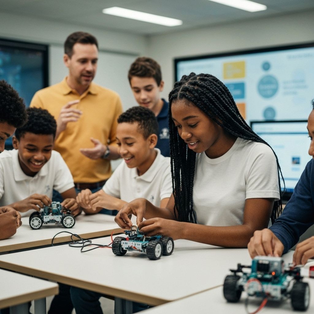 Students learning STEM with AI and robotics